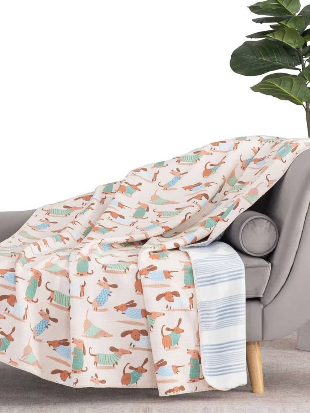 New Artist Collection Cotton Gauze Throw ( Sweater Weather Dachshunds)